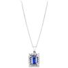 Gioielli di Valenza Collana in oro bianco 18k con zaffiro blu e diamanti a contorno