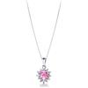 Gioielli di Valenza Collana in oro bianco 18k con zaffiro rosa a cuore e diamanti