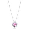Gioielli di Valenza Collana in oro bianco 18k e pendente a cuore con zaffiro rosa e diamanti