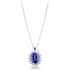 Gioielli di Valenza Collana in oro bianco 18k con zaffiro blu centrale e diamanti
