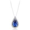 Gioielli di Valenza Collana in oro bianco 18k e pendente con zaffiro blu a goccia e diamanti