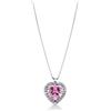 Gioielli di Valenza Collana in oro bianco 18k con ciondolo a cuore con zaffiro rosa e contorno in diamanti