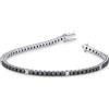 Gioielli di Valenza Bracciale Tennis in oro Bianco 18k con diamanti neri e bianchi, punte brunite