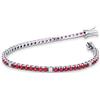 Gioielli di Valenza Bracciale Tennis in oro Bianco 18k con diamanti e rubini
