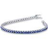 Gioielli di Valenza Bracciale Tennis in oro Bianco 18k con Zaffiri Blu, larghezza maglia 3,05 mm circa