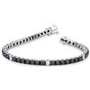 Gioielli di Valenza Bracciale Tennis quadro in oro Bianco 18k con diamanti neri e diamanti bianchi