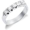 Gioielli di Valenza Anello Veretta a 5 pietre in Oro bianco 18k con diamanti, ct 0,60