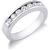 Gioielli di Valenza Anello Veretta a 7 pietre in Oro bianco 18k con Diamanti carati 0,60