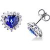 Gioielli di Valenza Orecchini in oro bianco 18k con zaffiri blu taglio cuore e diamanti