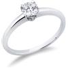 Gioielli di Valenza Anello solitario lineare in oro bianco 18k con diamante, ct. 0,40