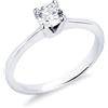 Gioielli di Valenza Anello solitario a 4 griffe in oro bianco 18k con diamante, ct. 0,40