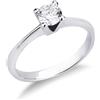 Gioielli di Valenza Anello solitario lineare a 4 griffe in oro bianco 18k con diamante, ct. 0,50