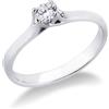 Gioielli di Valenza Solitario lineare con griffe a 4 punte in oro bianco 18k e diamante di ct. 0,20