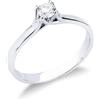 Gioielli di Valenza Anello solitario a 4 griffe in oro bianco 18k con diamante, 0.25 ct