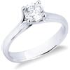 Gioielli di Valenza Anello solitario 4 griffe in oro bianco 18k con diamante, ct. 0,70