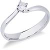Gioielli di Valenza Solitario modello Valentino con griffe a 4 punte in oro bianco 18k con Diamante ct. 0,15