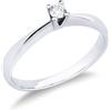 Gioielli di Valenza Anello modello solitario in oro bianco 18k con diamante, ct 0.10