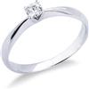 Gioielli di Valenza Solitario lineare griffe a 4 punte in oro bianco 18k con Diamante ct. 0,15
