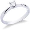 Gioielli di Valenza Solitario modello griffe a 4 punte in oro bianco 18k con Diamante di ct. 0,20