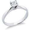 Gioielli di Valenza Anello solitario lineare a 4 punte in oro bianco 18k con diamante, ct. 0,40