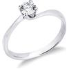 Gioielli di Valenza Anello solitario a 4 griffe in oro bianco 18k con diamante taglio brillante, ct. 0,30