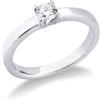 Gioielli di Valenza Anello Solitario a 4 punte in oro bianco 18k con Diamante ct. 0,30