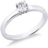 Gioielli di Valenza Anello solitario lineare a 4 griffe in oro bianco 18k con diamante, ct. 0,40