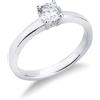 Gioielli di Valenza Anello solitario a 4 griffe in oro bianco 18k con diamante, ct. 0,50