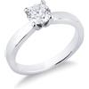 Gioielli di Valenza Anello solitario lineare a 4 griffe in oro bianco 18k con diamante, ct. 0,70