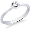 Gioielli di Valenza Anello Solitario a 4 punte in oro bianco 18k con Diamante ct. 0,15