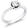 Gioielli di Valenza Anello Solitario a 4 punte in oro bianco 18k con Diamante 0,50 ct