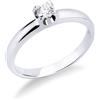 Gioielli di Valenza Solitario a 4 griffe in oro bianco 18k con Diamante ct. 0,10