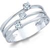 Gioielli di Valenza Anello in oro bianco 18k trilogy a 3 fasce con diamanti, ct 0,24
