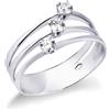 Gioielli di Valenza Anello in oro bianco 18k trilogy a 3 fasce con diamanti, ct 0,30