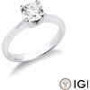 Gioielli di Valenza Anello solitario lineare a quattro griffe in oro bianco 18k con diamante, 1 carato