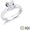 Gioielli di Valenza Anello solitario lineare a quattro griffe in oro bianco 18k con diamante, ct. 1,00