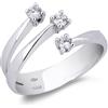Gioielli di Valenza Anello in oro bianco 18k trilogy con fasce incrociate con diamanti