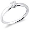 Gioielli di Valenza Anello Solitario a 4 punte in oro bianco 18k con Diamante ct. 0,20