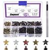 Swpeet 176 borchie con rivetti a stella da 12x6 mm con kit di strumenti per perforazione a fori da 2.5 mm, rivetti in pelle, borchie e punte per artigianato in pelle