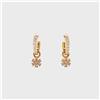 24Kae Orecchini 24Kae dorato a cerchio con fiore con zirconi bianchi 42461Y