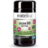 Nutriva Vegan B8, 30 compresse Frizz. Integratore alimentare a base di Biotina, vitamina B8. Supporta il metabolismo, Benessere di pelle e capelli. Gusto limone. Adatto a Vegani