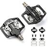 ANSJS Pedali bici 2 in 1 SPD, set di pedali cliccabili in alluminio CNC antiscivolo per BMX MTB Trekking Mountain bike da corsa, asse 9/16 (M213)