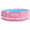 Intex 2.44m x 76cm Pink Metal Frame Pool, Set-up Size: 2.44m x 76cm (28290NP)