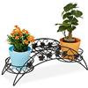 Relaxdays Scaffale Portavasi, 3 Ripiani, Porta Piante Curvato, per Esterni e Interni, Ferro HxLxP: 21 x 55 x 19 cm, Nero
