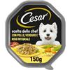 Cesar Scelta Dello Chef Cibo Umido per Cane con Pollo alla Griglia,Riso Integrale e Verdure - 14 Vaschette da 150g: totale 2100g