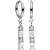 Purelei Orecchini Powder, Orecchini con pendente da donna in acciaio inossidabile, Cerchi piccoli con pietre preziose, Diametro 14 mm, Regalo per donna (Argento)