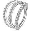 OUFER Body Piercing Helix Earrings 16G Cartilage Helix Conch Earring Hoop Clear CZ Hinged Segment Nose Ring 316L Surgical Steel Tragus Daith Earrings Piercing Jewellery