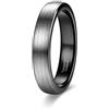 Zakk 4mm Anello da uomo e da donna tungsteno anello di fidanzamento fede nuziale anelli per partner (Nero,65 (20.7))