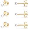 CERSLIMO 3 paia di orecchini a perno in argento Sterling per donne, uomini e ragazze, 2 mm, piccoli orecchini a perno rotondi con zirconia cubica, orecchini con perle, orecchini a sfera, per