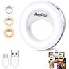 RealPlus Selfie Ring Light Telefono, Regalo Donna Compleanno, Luce ad Anello Regolabile, Luce per Selfie Ricaricabile a Clip, 3 Modalità di Illuminazione e 40 LED, per Telefono, Tablet, Laptop, TikTok